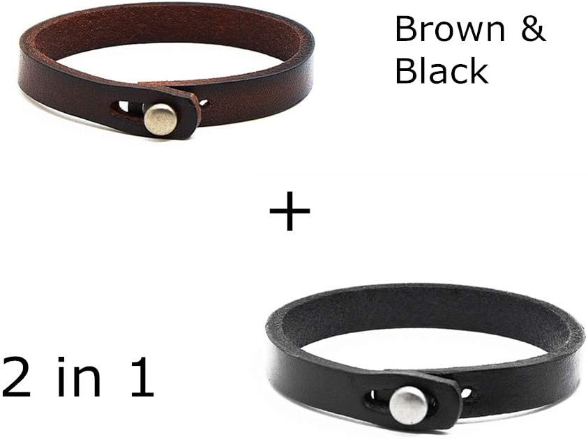 Mens Genuine Leather Bracelet - Handmade Adjustable Leather Cuff Bracelet punk Style leather wrap Wristband for Men