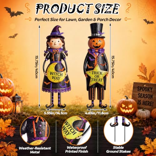Geelin 2 Pack Halloween Metal Yard Signs Stakes, Wizard Couple by Geelin - Used condition - Image 2