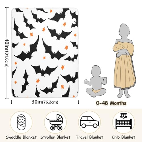 Burbuja Bats Baby Blanket for Boys Girls, Nursery Soft Warm Swaddling Receiving Baby Blankets, 30x40 in Toddler Blanket3