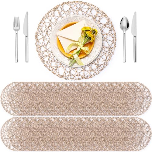 Threehoney Paper Braided Round Placemats, Set of 36, Sand, 13 in