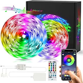 UALAU 20M LED Strip Lights, APP Control Music Sync LED Light Strip Kits with Remote and Control Box, 5050 SMD Color Changing RGB LED Lights for Bedroom, Room, Kitchen, Ceiling and TV