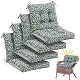 Marsui 4 Pcs Outdoor Indoor High Back Chair Cushions Patio Furniture Tufted Pillow with Ties Water-Resistant Replacement Outdoor Rocking Chair Cushions, 42 x 21 Inches (Blue,Paisley)