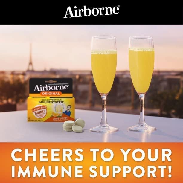 Airborne 1000mg Vitamin C with Zinc Effervescent Tablets, Immune Support Supplement with Powerful Antioxidants Vitamins A C & E - (10ct) (Pink Grapefruit (Pack of 4)