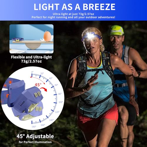 Linterna frontal LED azul de 800 lúmenes recargable por USB-C con sensor 5