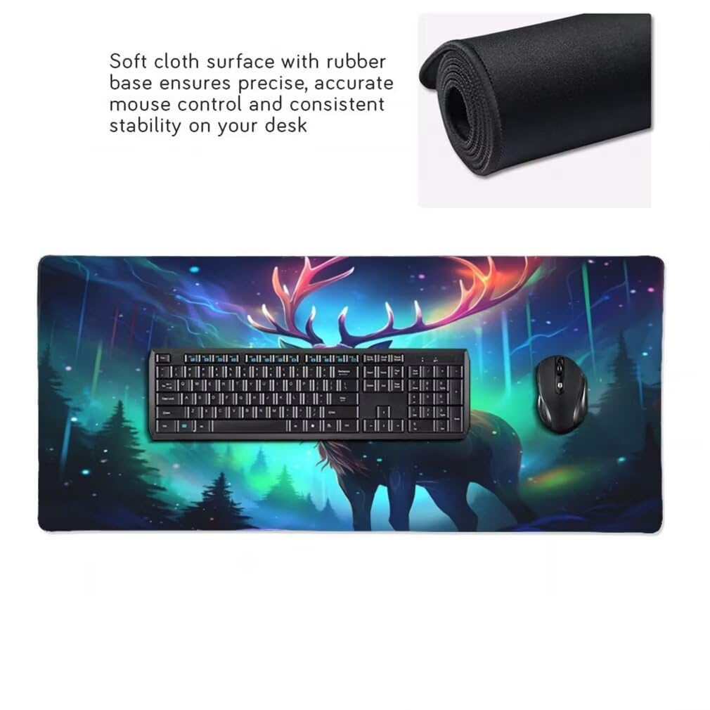 Tappetino Mouse XXL 1000x500mm Cervo Grande Mouse Pad, Tappetino Scrivania con Bordi Cuciti, Grande Mousepad Gaming con Base Antiscivolo per Giocatori, Ufficio e Casa (Cielo Stellato) -MP1584