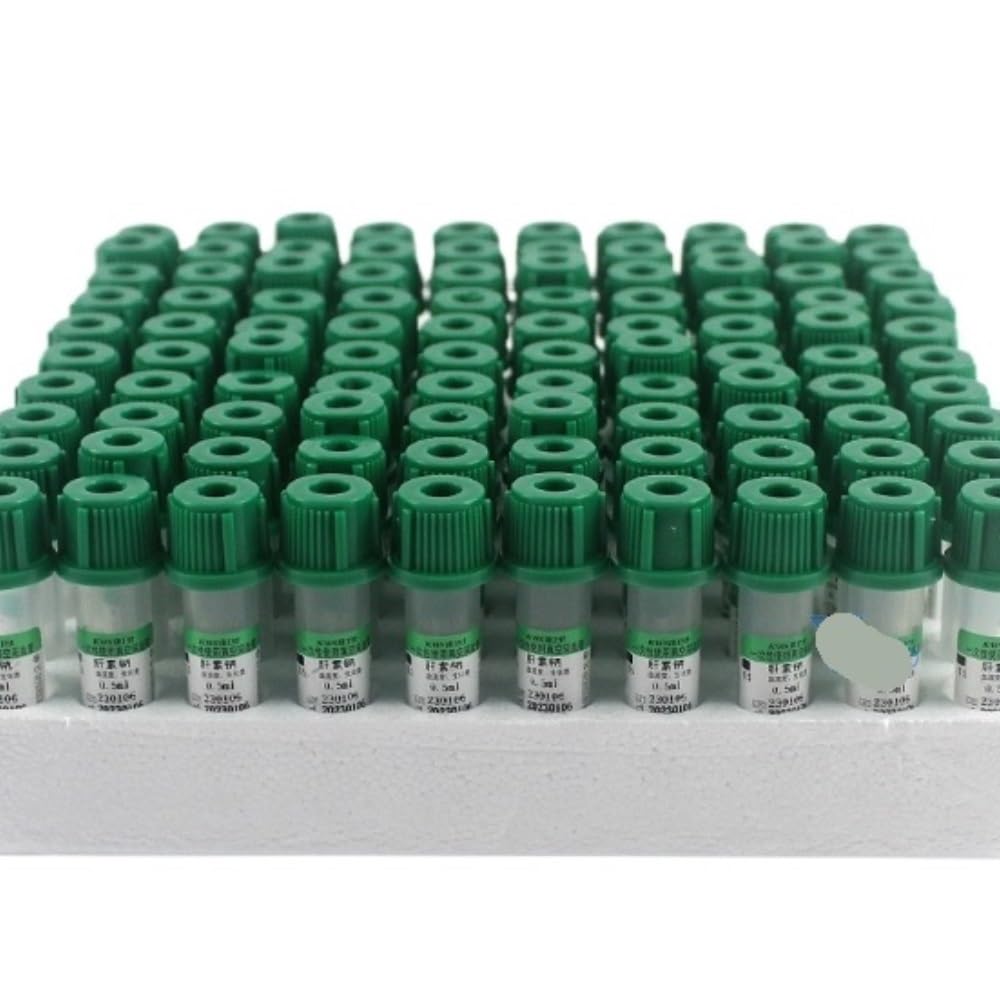 100 Stück Heparin-Natrium-Koagulationsblutentnahmeröhrchen, Einweg-Staubsauger-Vakuum-Blutröhrchen(5 ml)