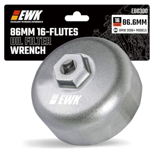 EWK 86.6mm 16-Flute Oil Filter Wrench, Heavy-Duty Cup Tool for...