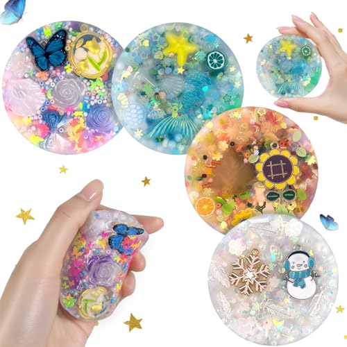 LOOMI 4PCS Picking Pads, Seasonal Theme Sensory Fidget Toys Pads - Silicone Skin Picking Relief for Adults, Anxiety Stress Therapy, Pimple Popping Toy , Party Favors (6CM/2.93IN)