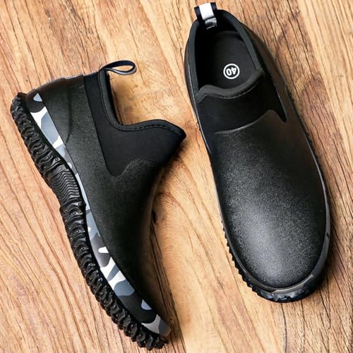 GILKUO Gummistiefel Herren Kurz Gummistiefeletten Regenstiefel Halbhoch Kurzschaft Regenschuhe Wasserdicht Regenstiefeletten Gummi Stiefel Schwarz 45