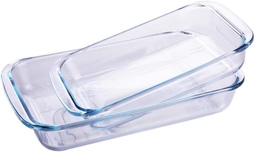 Bakeware, Tempering Glass Not Sticky Microwave Oven Oven Safety Grilled Chicken Wings Cake Baking (Size : 34×20×5cm)