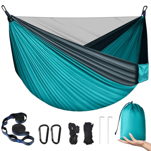 Hamaca de Acampada, PHYSEN Hamaca de Camping con mosquitera, 290 x140 cm Colgantes para 2 Personas...