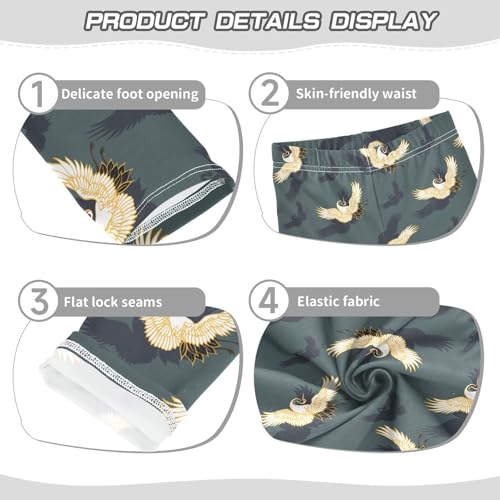 Girls Basic Leggings Baby Girls Pants Cranesa Japanese Bird Soft Footless Stretchy Tights Pants 4-10Y3
