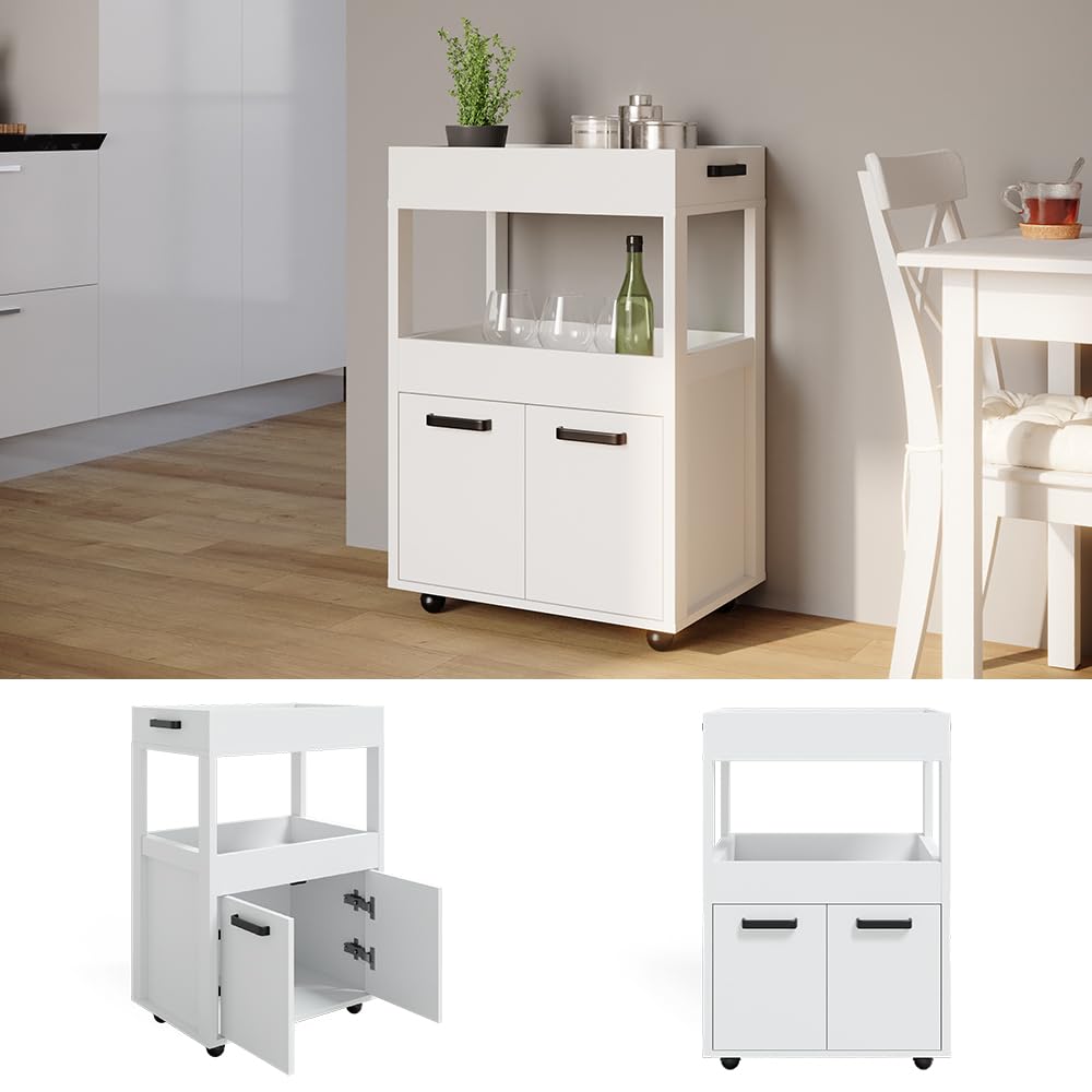 Vicco Rollcontainer Simon, Weiß, 60 x 88.7 cm, mit Rollen und Ablagefläche für Kleingeräte