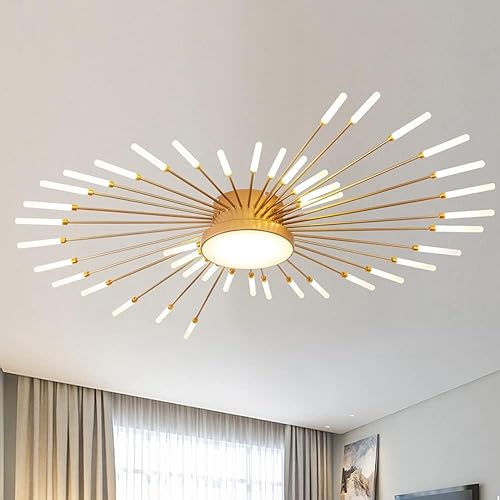 Miniatura 6 de Lámpara de techo LED regulable de 51 pulgadas, 30 luces de techo, lámpara de techo empotrada, iluminación de interior dorada para sala de estar, 30
