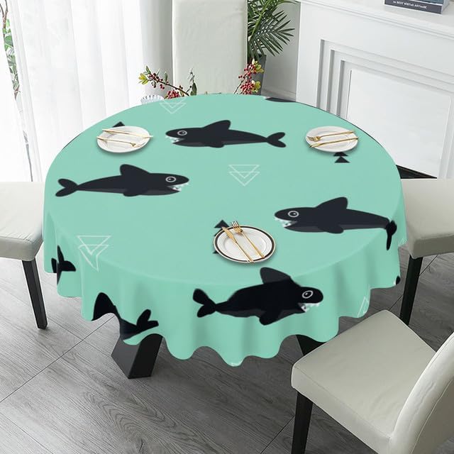 Miniatura 4 de Bonito mantel redondo con estampado de tiburón, lavable, resistente a las arrugas, para el hogar, cocina, comedor, picnic, campamento, fiesta,