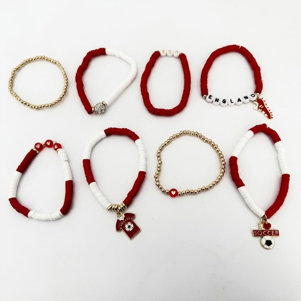 2026 World Cup Soccer Bracelet Set, Argentina, Brazil, Canada, England, Germany, Mexico, Spain, USA Soccer Fan Jewelry - 3