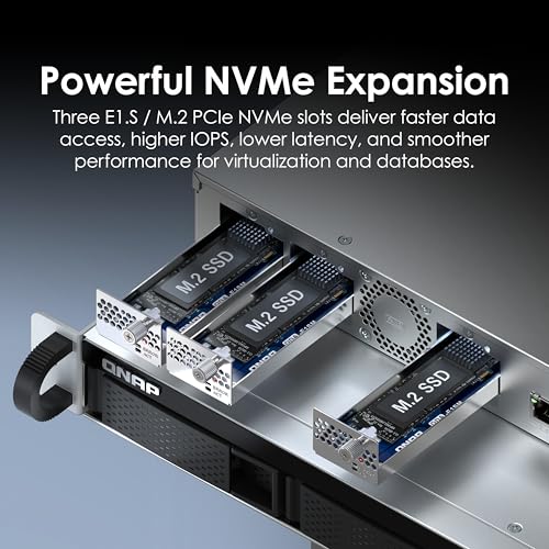 Image of QNAP TS-h765eU-8G-US 1U Short-Depth 4-Bay NAS with 3 x E1.S /M.2 PCIe NVMe Slots