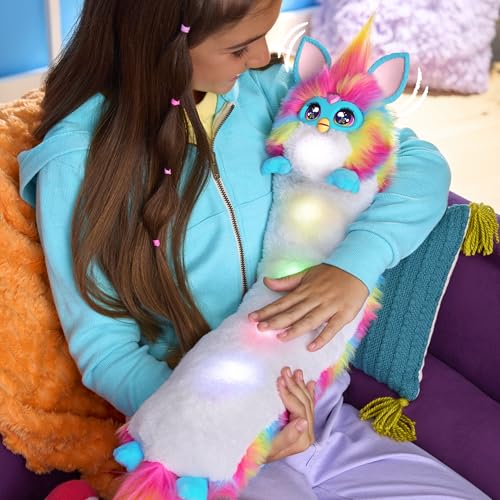 Image of FURBY DJ Interactive Toy, Super Snuggly Rainbow Electronic Plush with Music, Lights, Motion, & Games, Speaks English & Furbish, 32in Long, Ages 6+