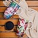 DUSVALLY Set of 2 Ceramic Travel Mug with Handle and Splash-Resistant Slider Lid, Suitable for Coffee and Tea, Microwave & Dishwasher Safe, Pink+Green Flower Mug