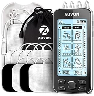 AUVON 4 Outputs TENS Unit EMS Muscle Stimulator Machine for Pain Relief Therapy with 24 Modes Electric Pulse Massager, 2