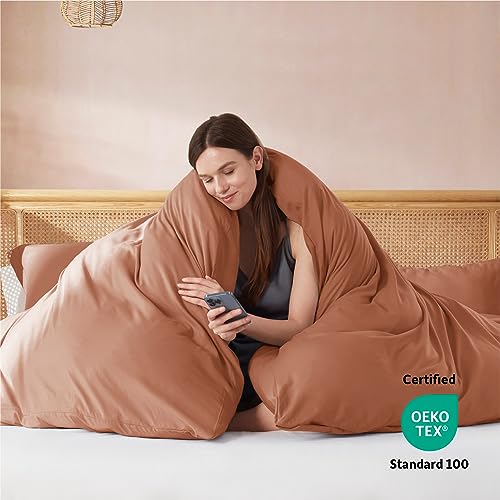 Nestl Rust Duvet Cover Full Size - Soft Double Brushed Full Size Duvet Cover Set, 3 Piece, with Button Closure, 1 Duvet Cover 80x90 inches and 2 Pillow Shams