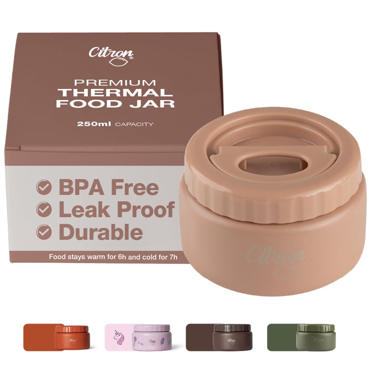 Vacuum Insulated Food Jar 250ml for Kids, Portable and Leakproof, Excellent for School & Travel, Amazingly Created in Blush Pink Color