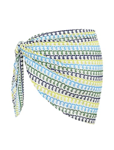 Image of ZAFUL Sarong Coverups for Women Beach Vacation Fishnet See Thru Tie Side Bathing Suit Cover Up Mini Skirt