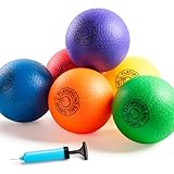 INPODAK 6Pack Regenbogen Dodgeball Set,21.5cm Spielplatz Bälle,8.5zoll Kickbälle,Weicher Kinder Ball mit Luftpumpe,Sportspielball für Garten Rasen Familienfeiern Strand