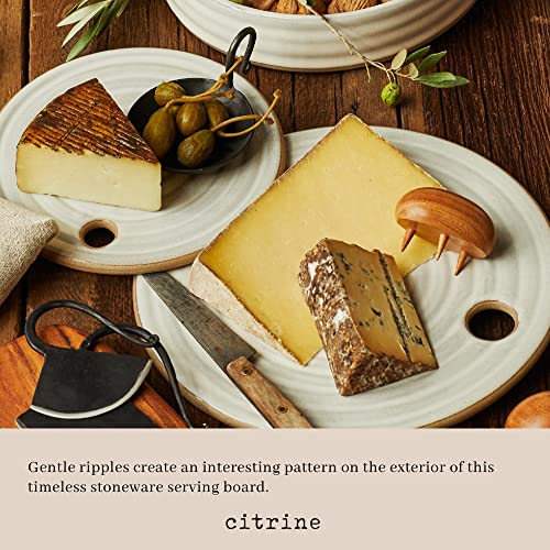 Monterey By Citrine Serving Board, Decorative Stone Plate, Round Charcuterie Board, Large #TOP4