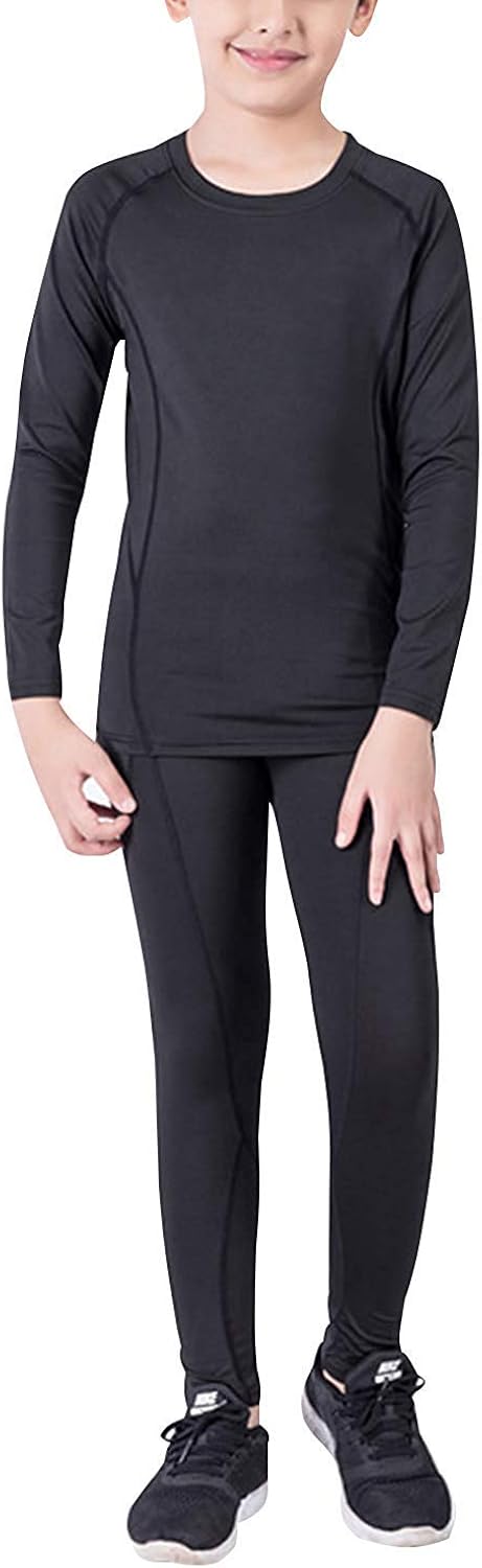 LANBAOSI Boys & Girls Long Sleeve Compression Shirts and Pant 2 Pcs Set: Clothing, Shoes & Jewelry