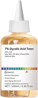 7% Glycolic Acid Exfoliating Toner, Exfoliating Facial Toner, Pore Minimizing Toner, Smooth Skin, Even Tone, Hydrating Formula