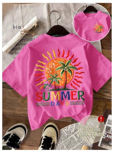 Image of RoseSeek Women's Graphic Letter Tee Crew Neck Trendy Summer Vintage T Shirt