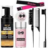 WOZUTUNT Pianka Lace Tint, 3,4 Fl Oz Pianka Lace Tint do peruk damskich Naturalny kolor Lace Tint Spray, Lace Tint do peruk (jasny brąz)