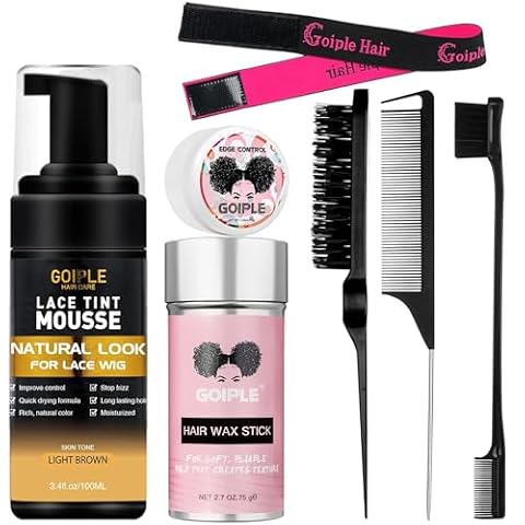 WOZUTUNT Pianka Lace Tint, 3,4 Fl Oz Pianka Lace Tint do peruk damskich Naturalny kolor Lace Tint Spray, Lace Tint do peruk (jasny brąz)