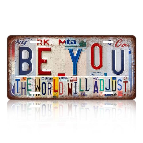 Funny Vintage Metal Sign, Be You the World Will Adjust Aluminum Signs, Wall Decor for Home Pub Indoor or Outdoor Garden Garage, Souvenir Gift for Family Friends Colleagues Funny Vintage Metal Sign, Be You the World Will Adjust Aluminum Signs, Wall Decor for Home Pub Indoor or Outdoor Garden Garage, Souvenir Gift for Family Friends Colleagues