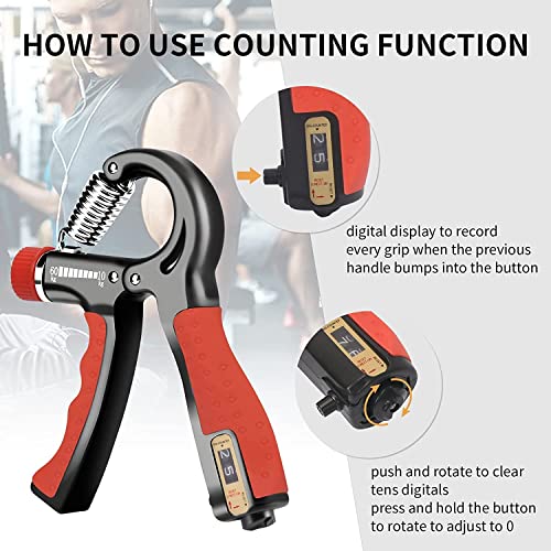 Image of Fitfix Advanced Adjustable Hand Grip Strengthener with Built-in Digital Counter for Men & Women - Your Ultimate Gym Companion for Forearm and Finger Power Training (60kg Resistance) colour may vary