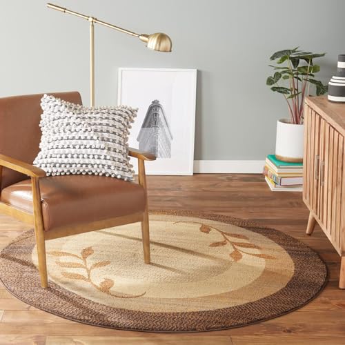 Refined and 

Royalty Clover Round Area Rug, 7'10, Brown Multi
