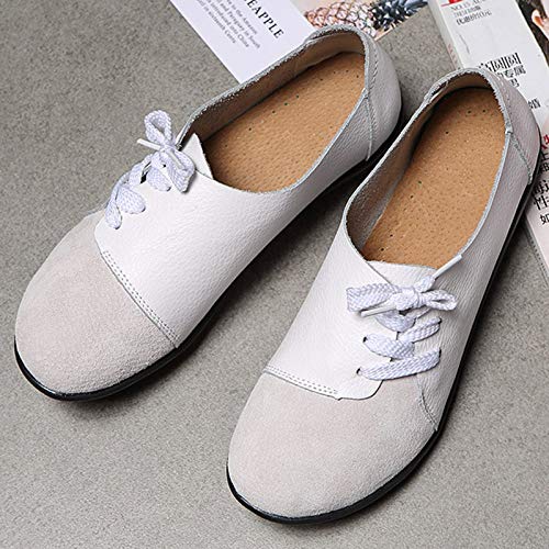 Selotrot Vrouwen Flats Loafers Schoenen, Grote Maat Vrouwen Casual Loafers Zachte Lichtgewicht Splicing Lederen Lace Up… - Image 5