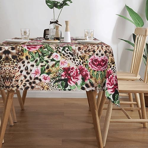 Nappe rectangulaire imprimé léopard rose qualité premium