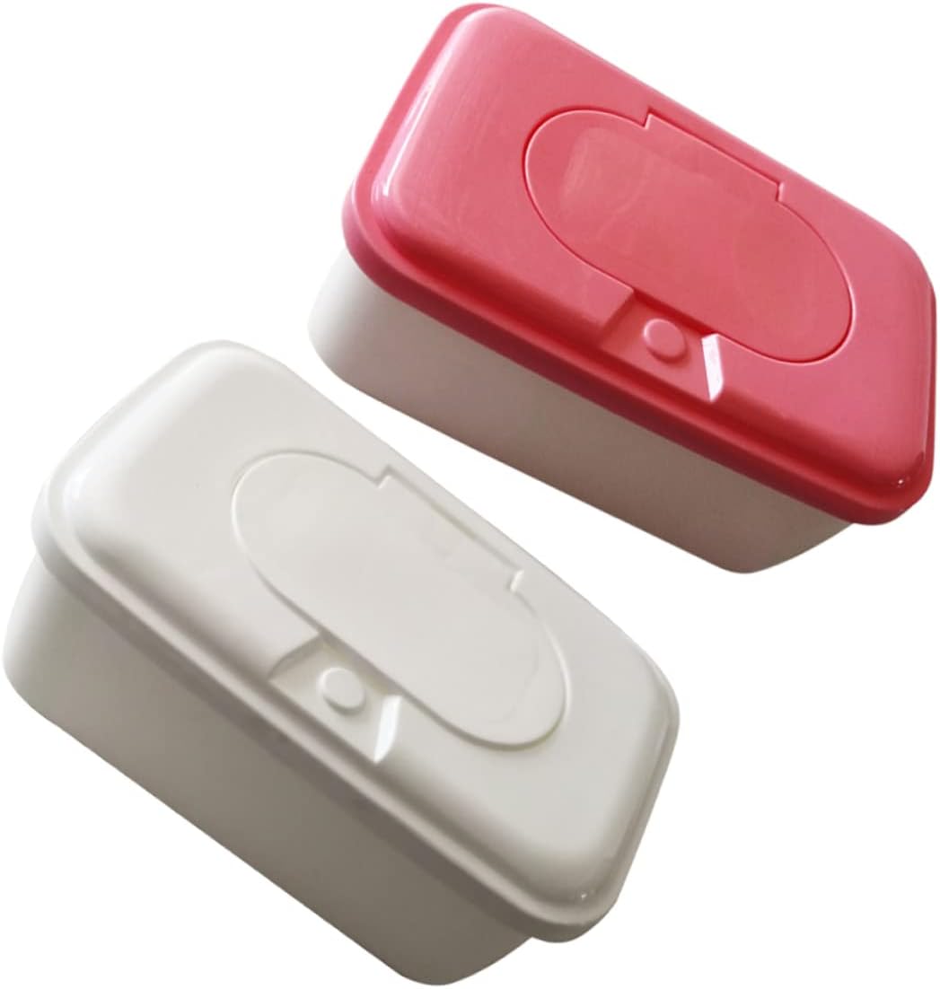 2 Pcs Wipes Dispenser Wipe Holder with Lid Box Case Keeps Wipes Fresh Refillable Wipes Container for Baby and Adult Use Bathroom and Travel Wipe Holder