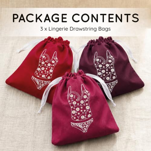 Image of Lingerie Bag for Travel Set of 3, Women Lingerie Bags with Drawstrings, Double-Layered Polyester Beach Bags for Swimwear, Underwear & Storage, 15x15 Inches (Burgundy-Crimson-Wine)