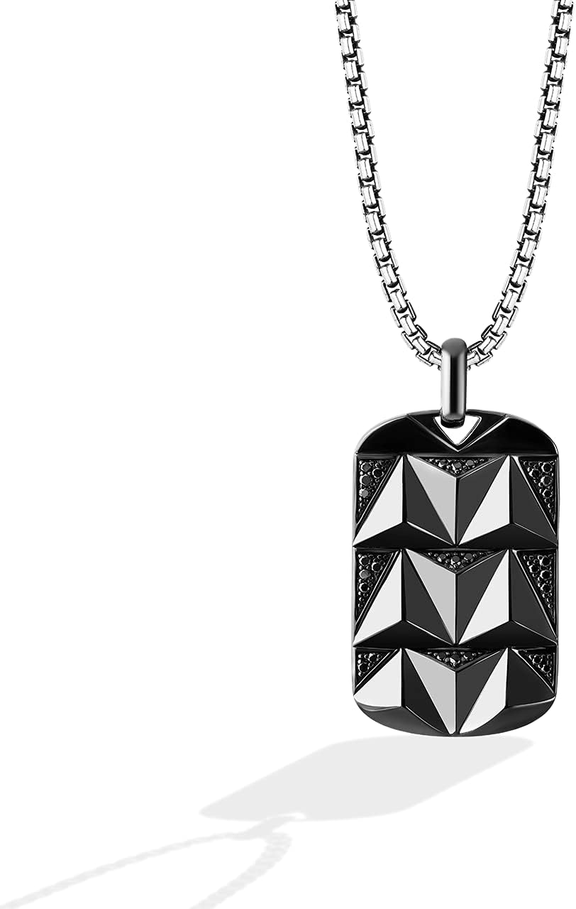 Jewelili Star Wars™ Fine Jewelry Dark Armor Men's Pendant 3/8 Ct.Tw. Black Diamonds Silver with Black Rhodium