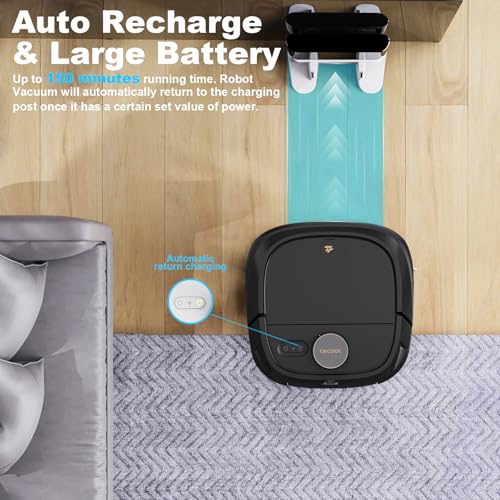 TECBOT M1 Pro Robot Vacuum and Mop - LiDAR Robotic Vacuums Cleaner for Home with Pet Hair, Carpet, Hardwood Floors, Auto Smart Mopping, Self Cleaning, Avoids Obstacles, Voice Control, Black by TECBOT - Image 5