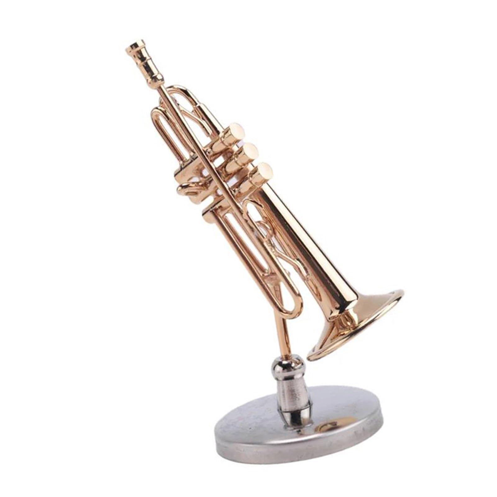 Ozdoby na instrumenty muzyczne Miedziana trąbka miniaturowa ze stojakiem i futerałem ozdoba instrumentu muzycznego