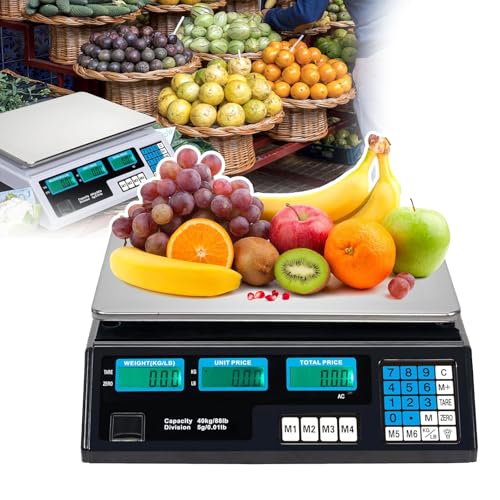 HEGGMKK Báscula Electrónica Comercial para Alimentos De 40 Kg/5 G, con Pantalla LCD Retroiluminada De Alta Definición, para Tiendas Minoristas, Cocinas Y Fruterías (34,5 X 33 X 12 Cm),Black HEGGMKK Báscula Electrónica Comercial para Alimentos De 40 Kg/5 G, con Pantalla LCD Retroiluminada De Alta Definición, para Tiendas Minoristas, Cocinas Y Fruterías (34,5 X 33 X 12 Cm),Black