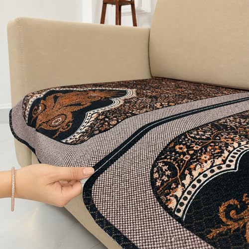 Image of Homerz Premium 'Maharaja Paradise Series' Sofa Cover | Net Fabric Sofa Cover | Washable, Anti-Dust Backed & Wrinkle Resistant Cover (Sheesh Mahal, 3 Seater, Only Seat Cover)