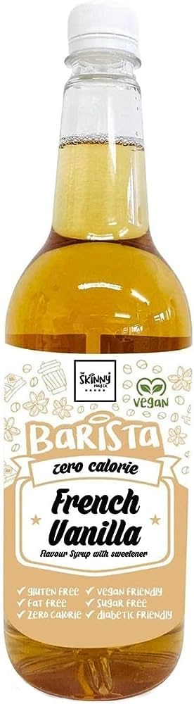 The Skinny Food Co. French Vanilla Gluten-Free Fat-Free Zero Calorie, Vegan Sugar-Free Coffee Syrup (1L)