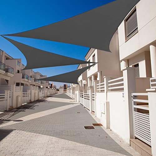 BeQell Sun Shade Sail Triangle 8'x8'x8' Shade Canopy 95% UV Block Awning for Patio Garden Backyard Lawn Outdoor Facility (Gray)