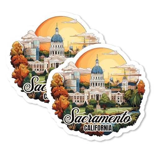 Sacramento California Magnet 4 Inch 2-Pack City State – Strong Vinyl Decorative Travel Magnets for Fridge Locker Kitchen Office – Cute Fun Aesthetic Cool Durable & Long-Lasting Souvenir ID44999