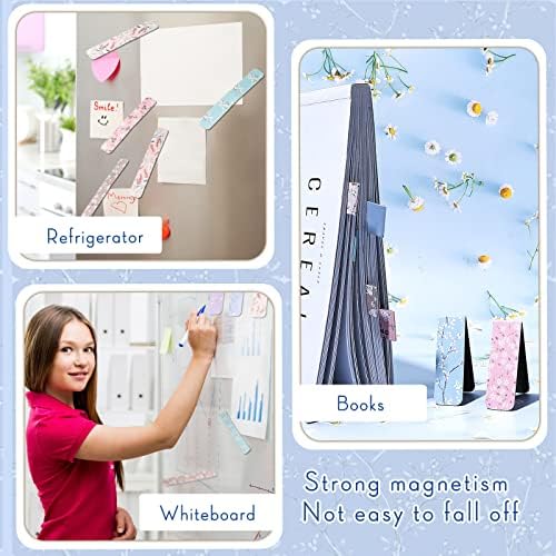 Dianelhall 24 Pieces Magnetic Bookmarks for Women Floral Book Markers for Women Flower Planner Magnetic Bookmark Assorted Book Magnets Page Markers Clip Magnetic Bookmarks for Books Students Reading